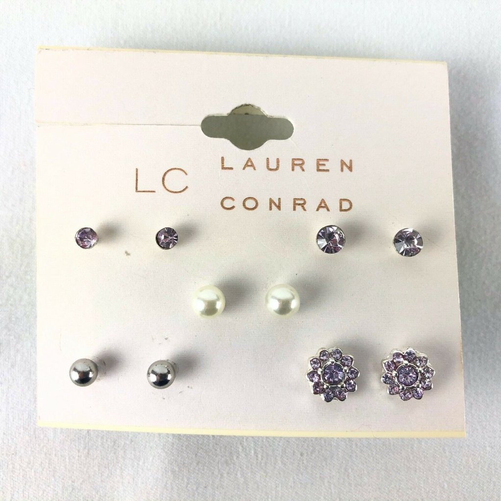 Lc Lauren Conrad Earrings 5 Pairs Silver-Tone 1/8